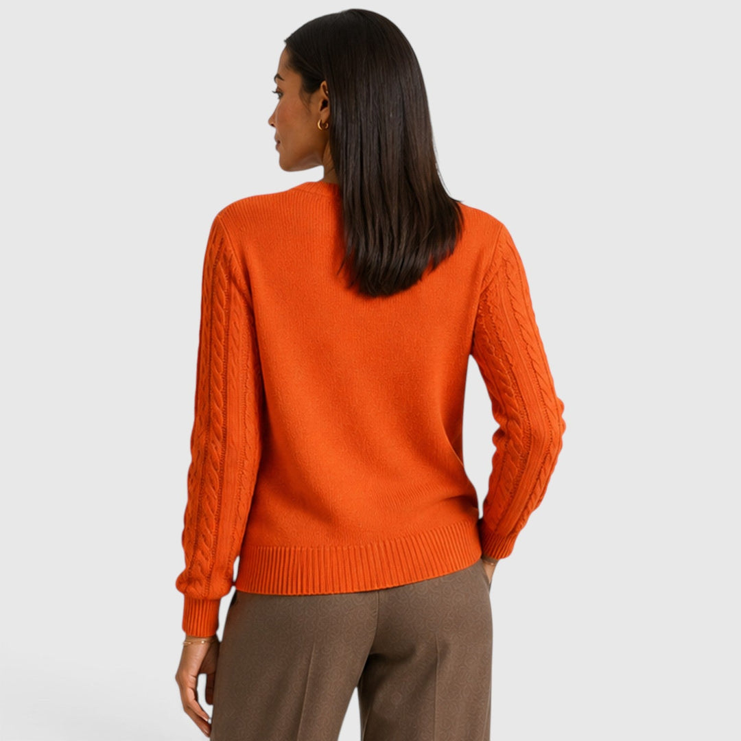 Andrea | Stylish Crew Neck Chunky Cable Knit Sweater
