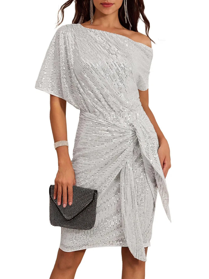 Angela | Chic Off Shoulder Sequin Christmas Dress