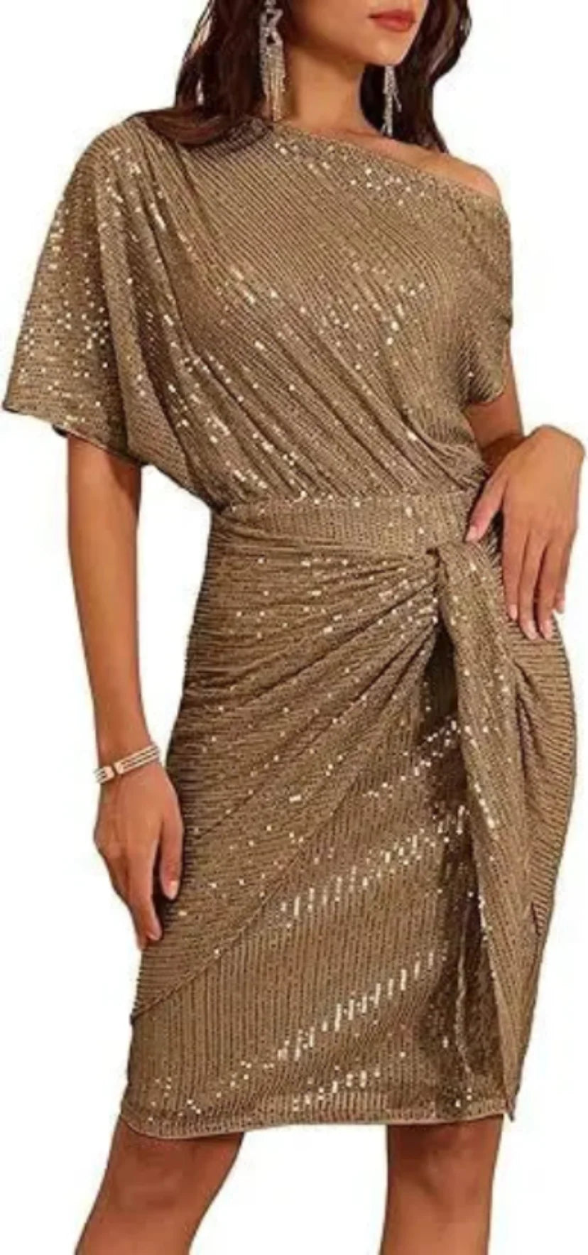 Angela | Chic Off Shoulder Sequin Christmas Dress