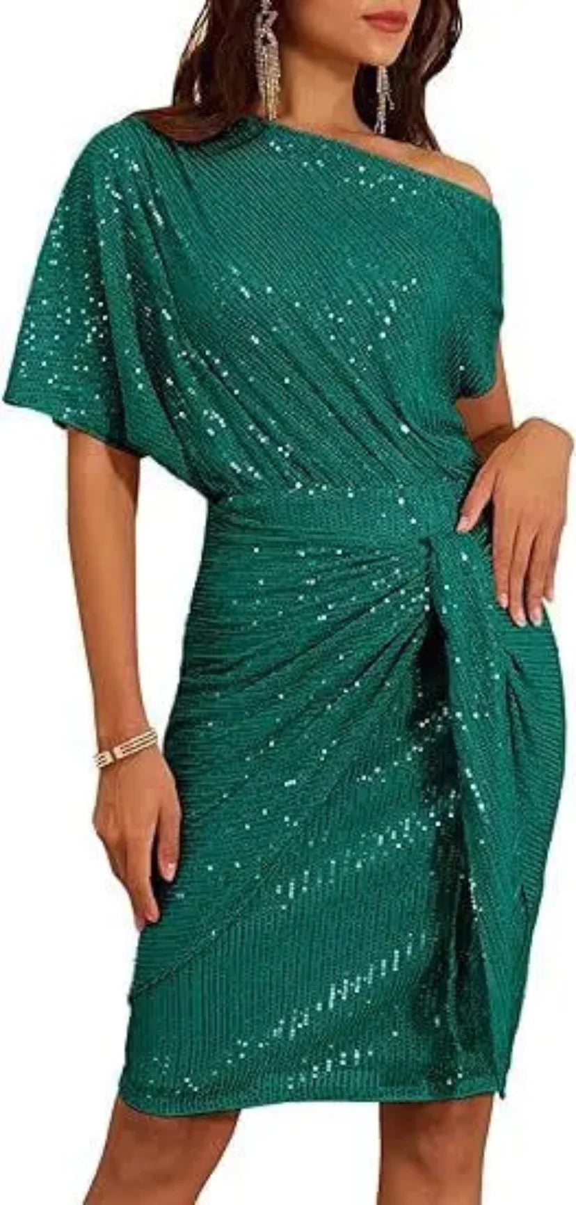 Angela | Chic Off Shoulder Sequin Christmas Dress