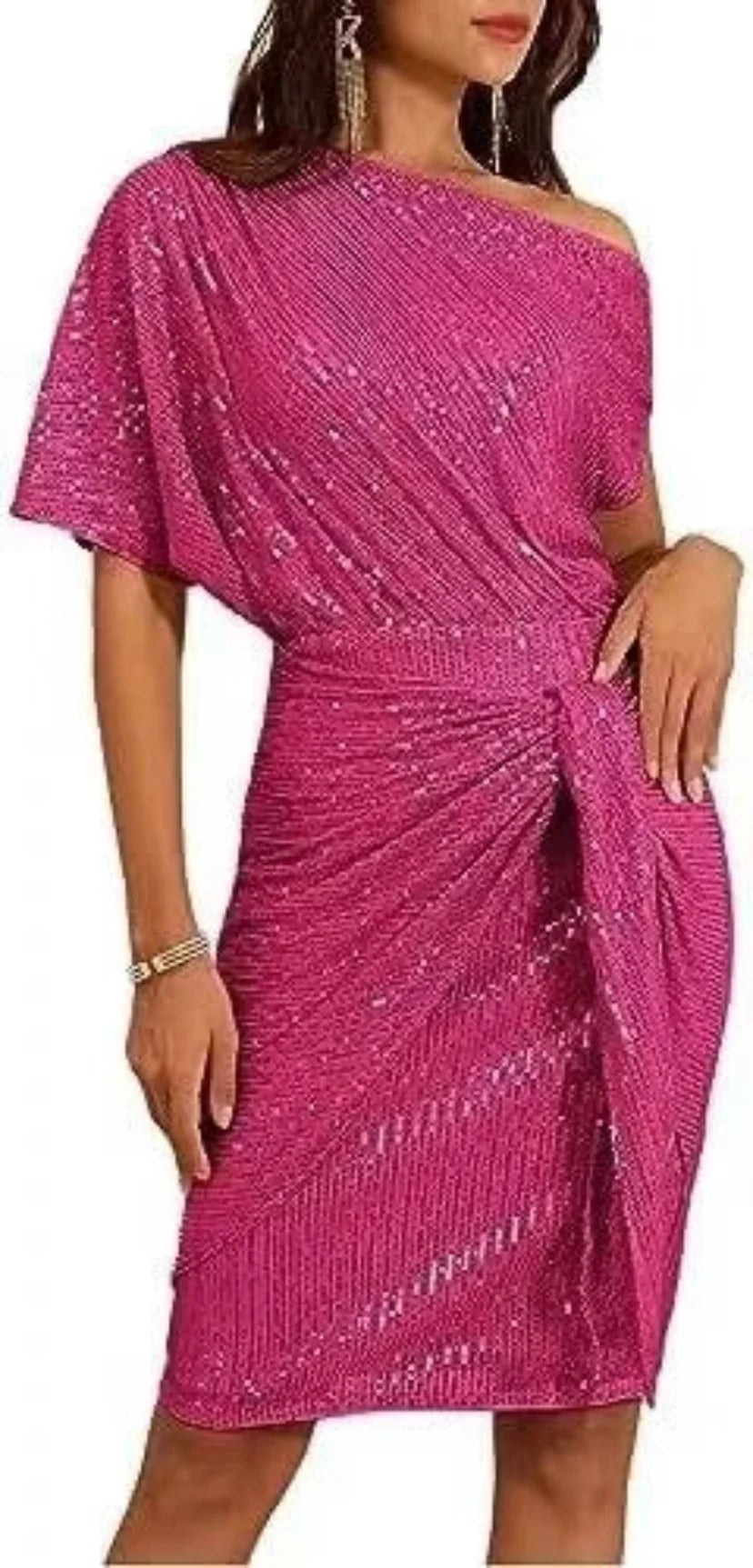 Angela | Chic Off Shoulder Sequin Christmas Dress