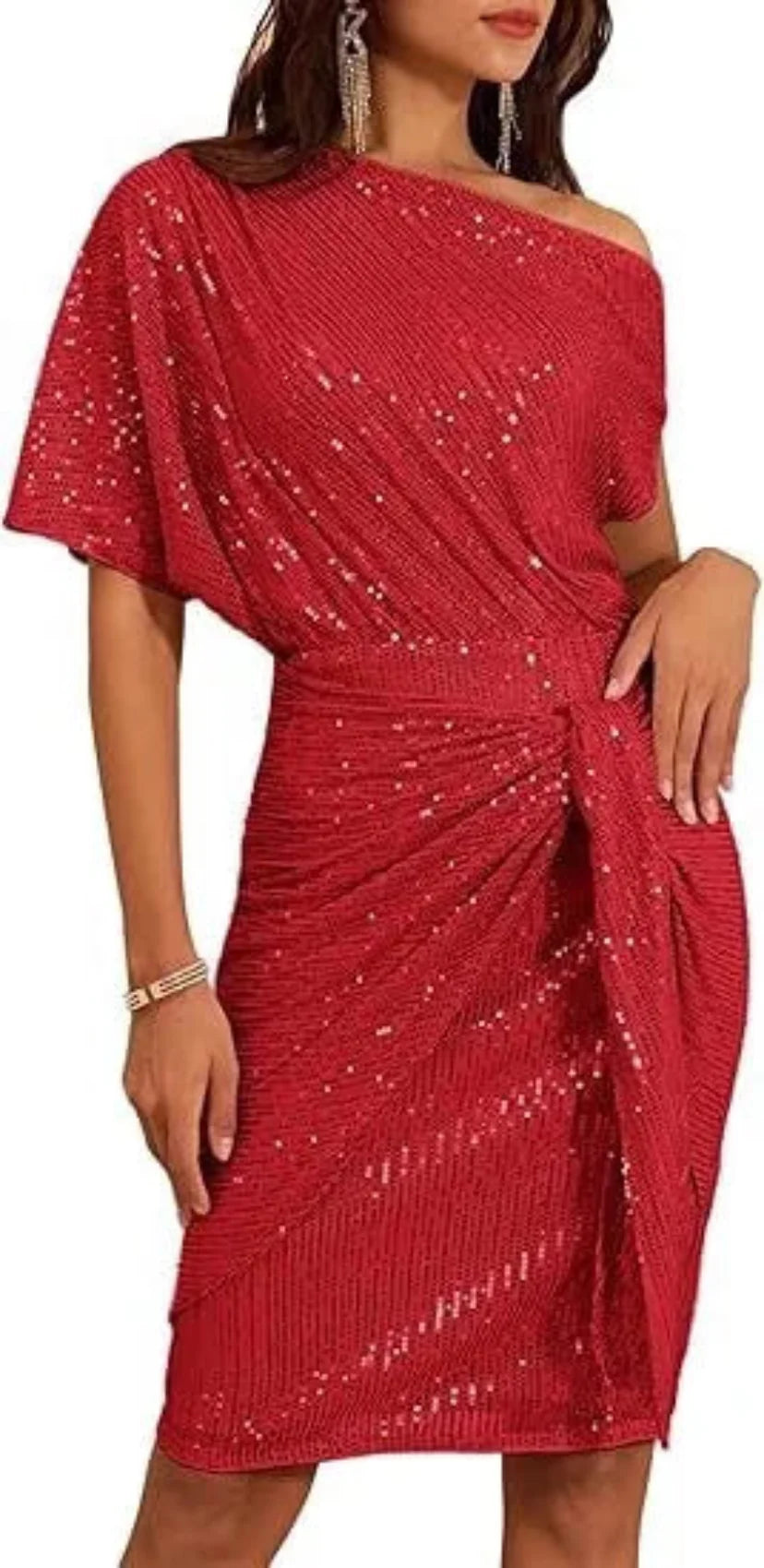 Angela | Chic Off Shoulder Sequin Christmas Dress
