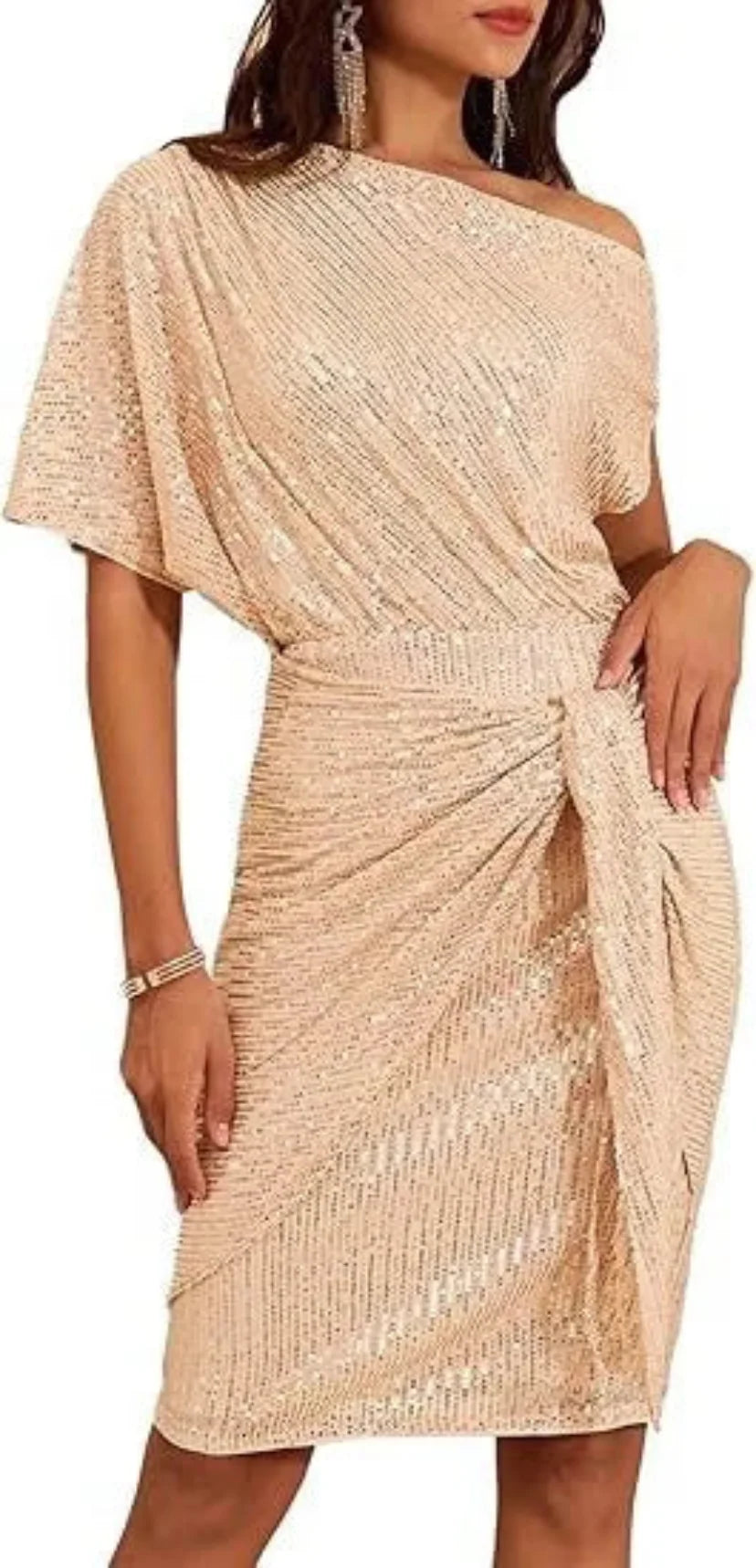 Angela | Chic Off Shoulder Sequin Christmas Dress
