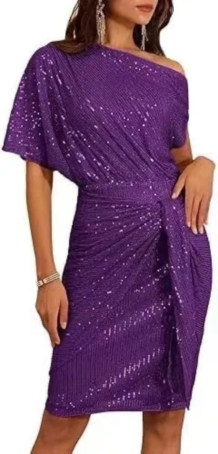 Angela | Chic Off Shoulder Sequin Christmas Dress