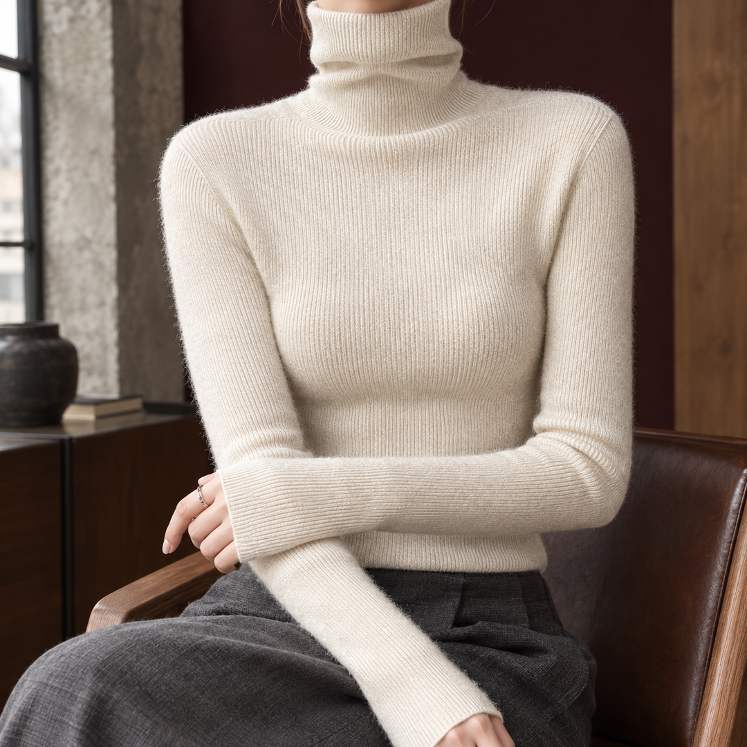 Ann | Polished Ribbed Slim Fit Turtleneck Sweater