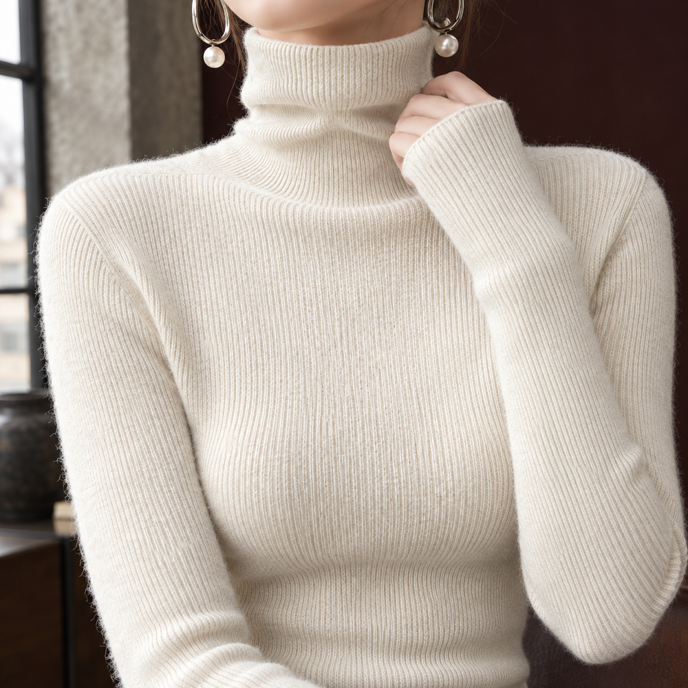 Ann | Polished Ribbed Slim Fit Turtleneck Sweater