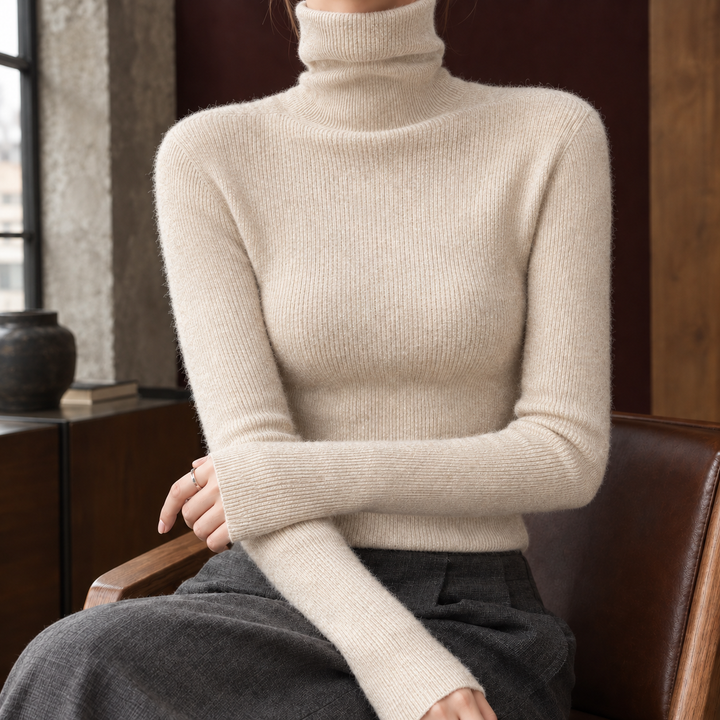 Ann | Polished Ribbed Slim Fit Turtleneck Sweater