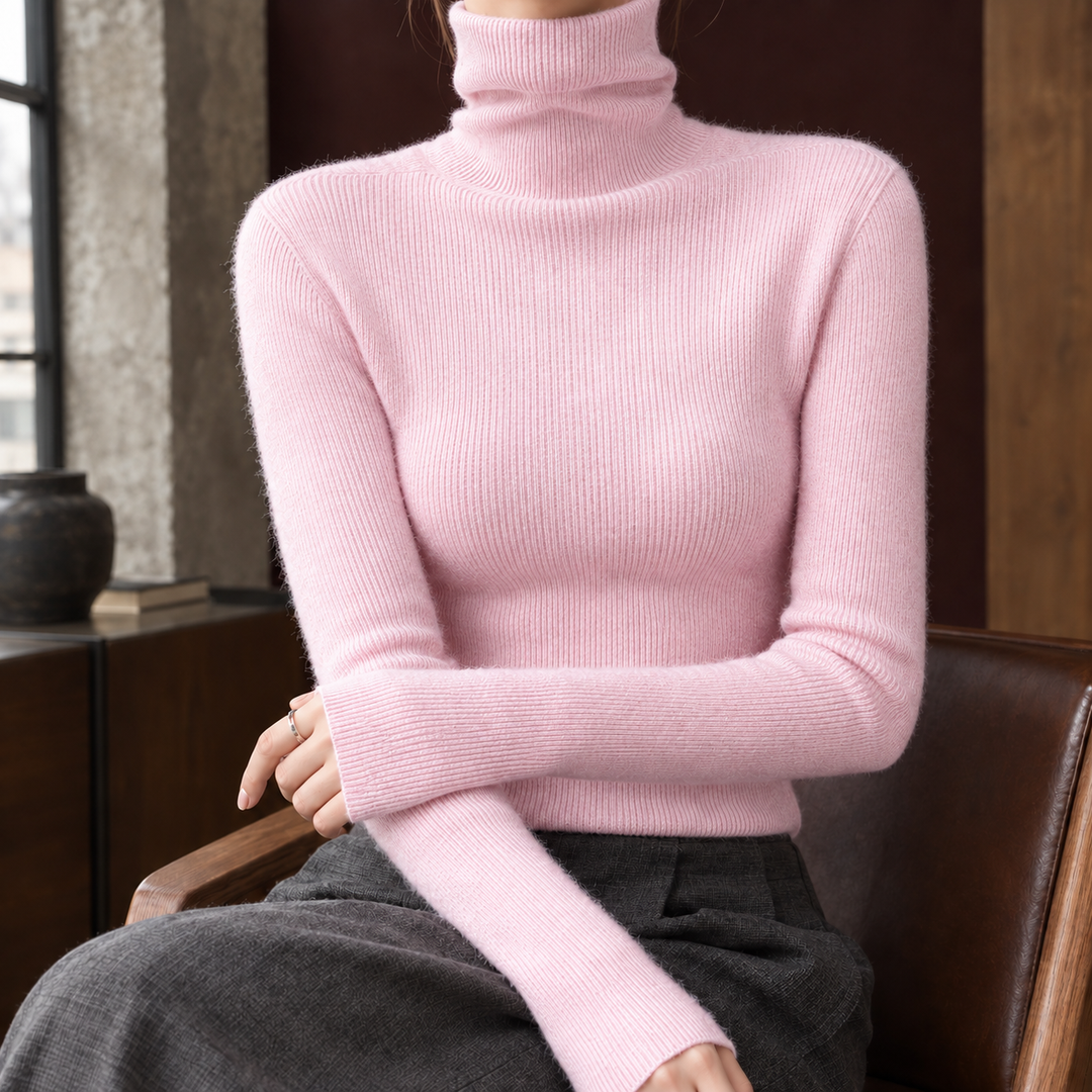 Ann | Polished Ribbed Slim Fit Turtleneck Sweater