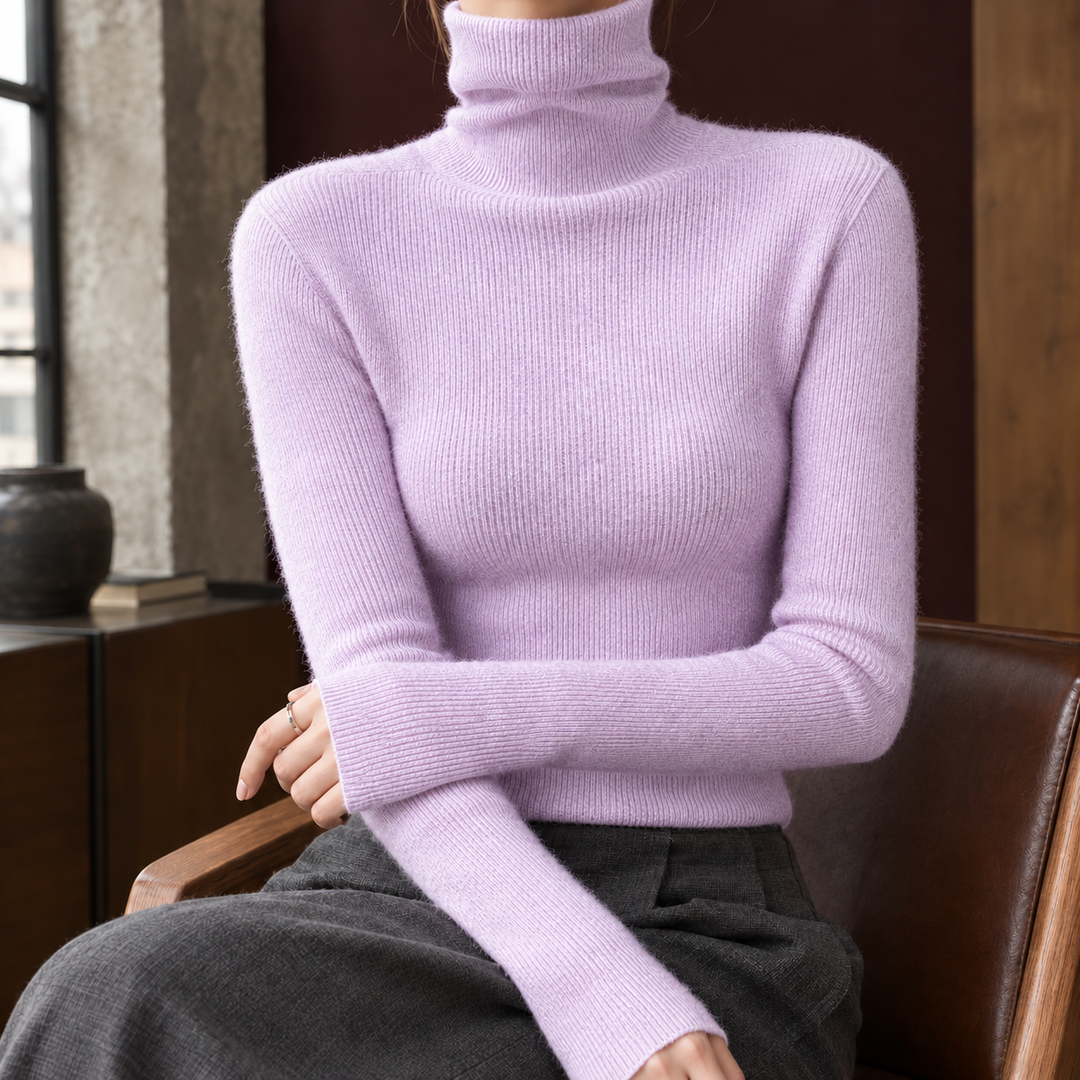 Ann | Polished Ribbed Slim Fit Turtleneck Sweater