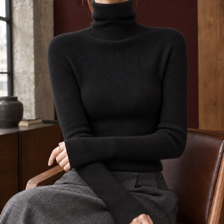 Ann | Polished Ribbed Slim Fit Turtleneck Sweater