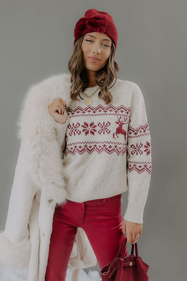 Ann | Reindeer Cable Knit Christmas Sweater Women