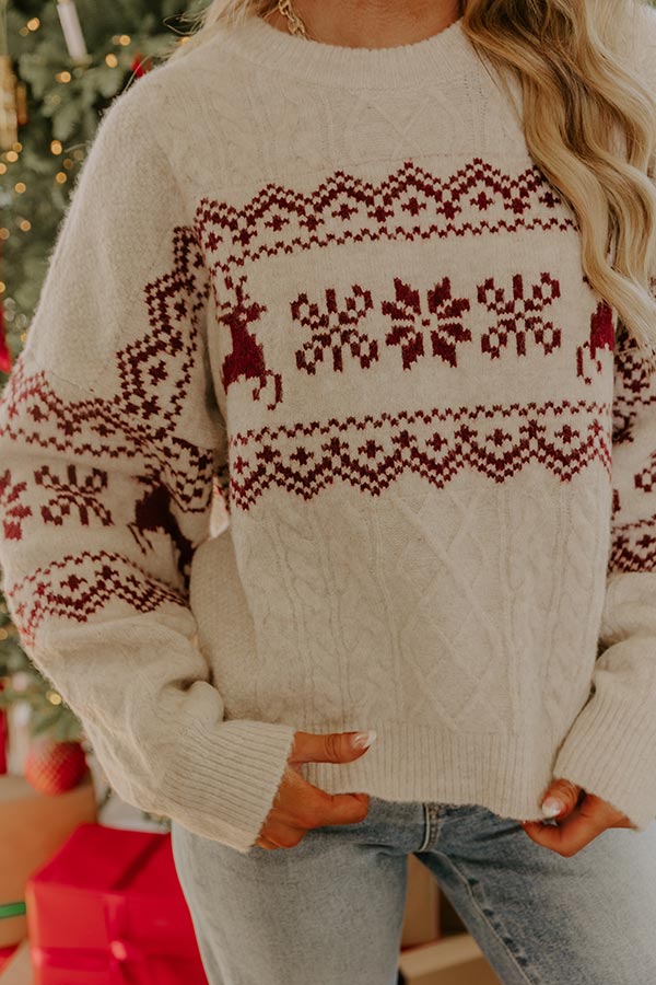 Ann | Reindeer Cable Knit Christmas Sweater Women