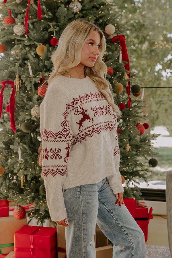 Ann | Reindeer Cable Knit Christmas Sweater Women