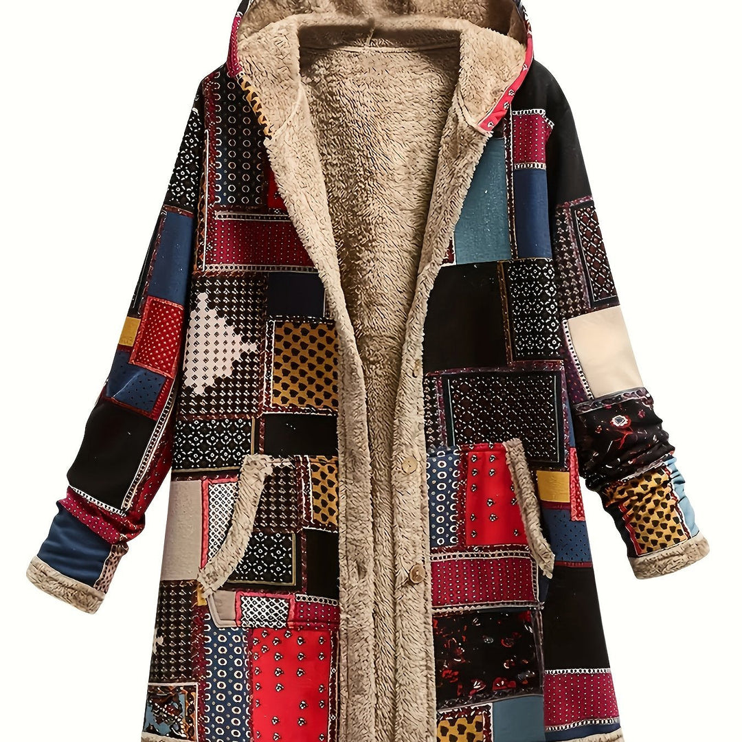 Anna | Cozy Hooded Patchwork Sherpa Jacket Women