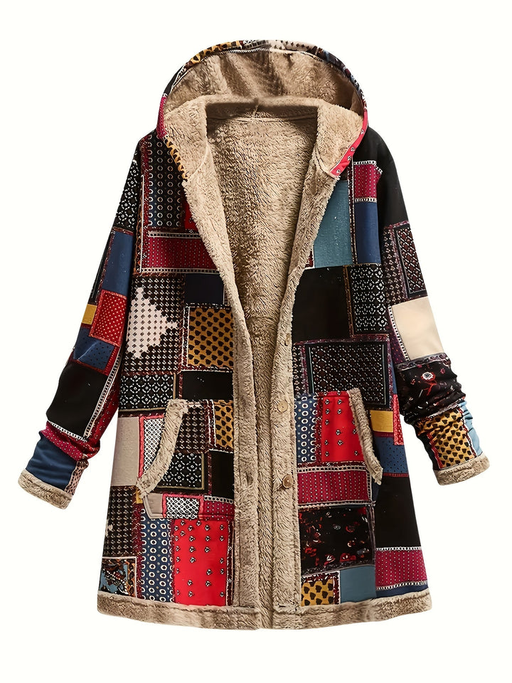 Anna | Cozy Hooded Patchwork Sherpa Jacket Women