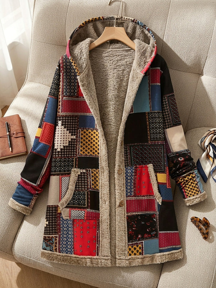 Anna | Cozy Hooded Patchwork Sherpa Jacket Women