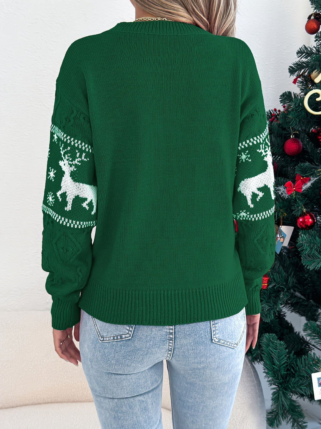 Anna | Reindeer Cable Knit Christmas Sweater Women