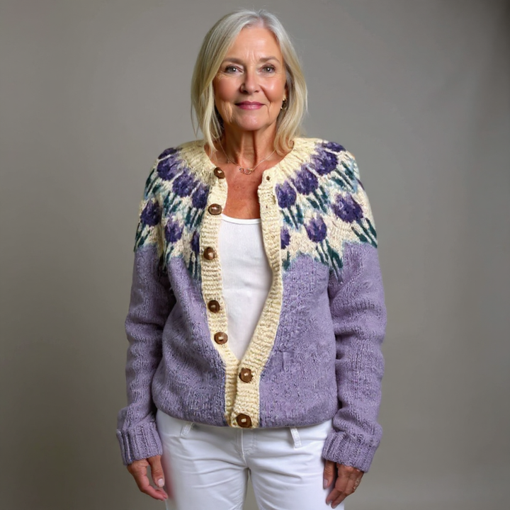 Ashley | Cozy Button Front Fair Isle Cardigan Womens