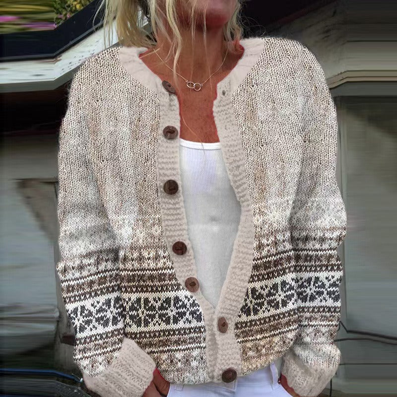 Ava | Classic Button Front Fair Isle Cardigan Womens