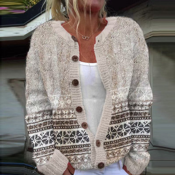 Ava | Classic Button Front Fair Isle Cardigan Womens