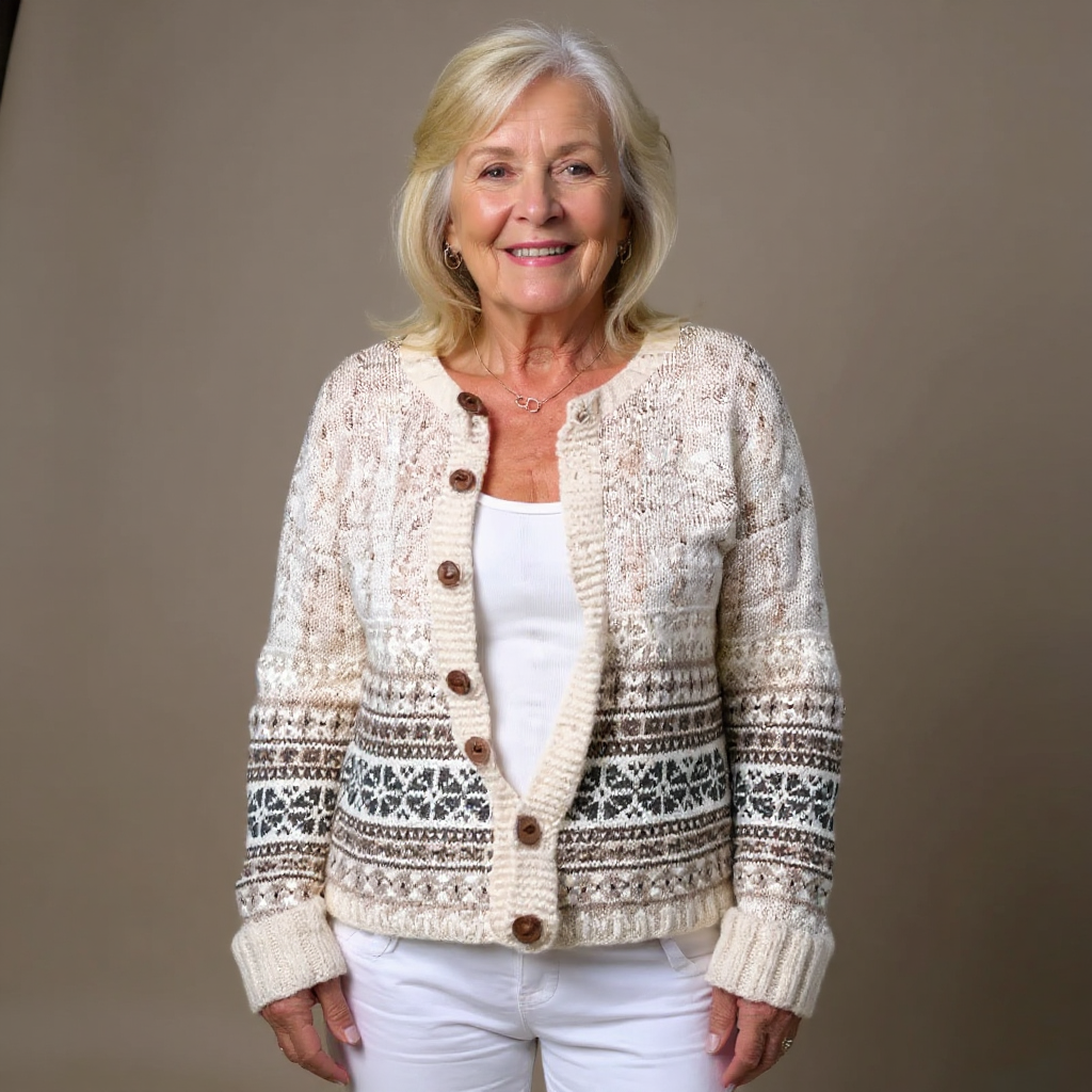 Ava | Classic Button Front Fair Isle Cardigan Womens