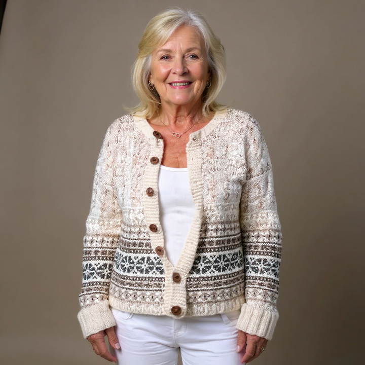 Ava | Classic Button Front Fair Isle Cardigan Womens