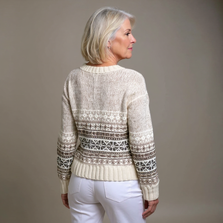 Ava | Classic Button Front Fair Isle Cardigan Womens