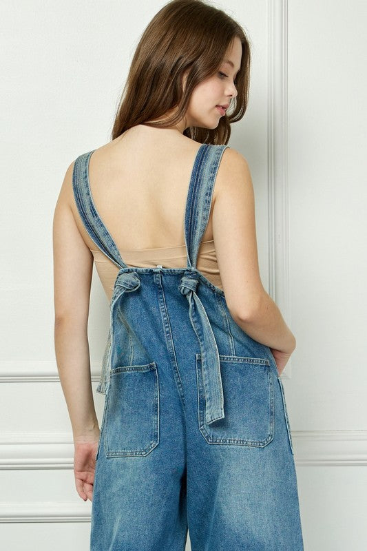 PANTS- Denim Multi Button Fatigue Overall