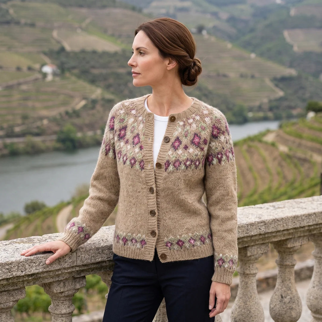 Barbara | Relaxed Button Front Fair Isle Cardigan Womens