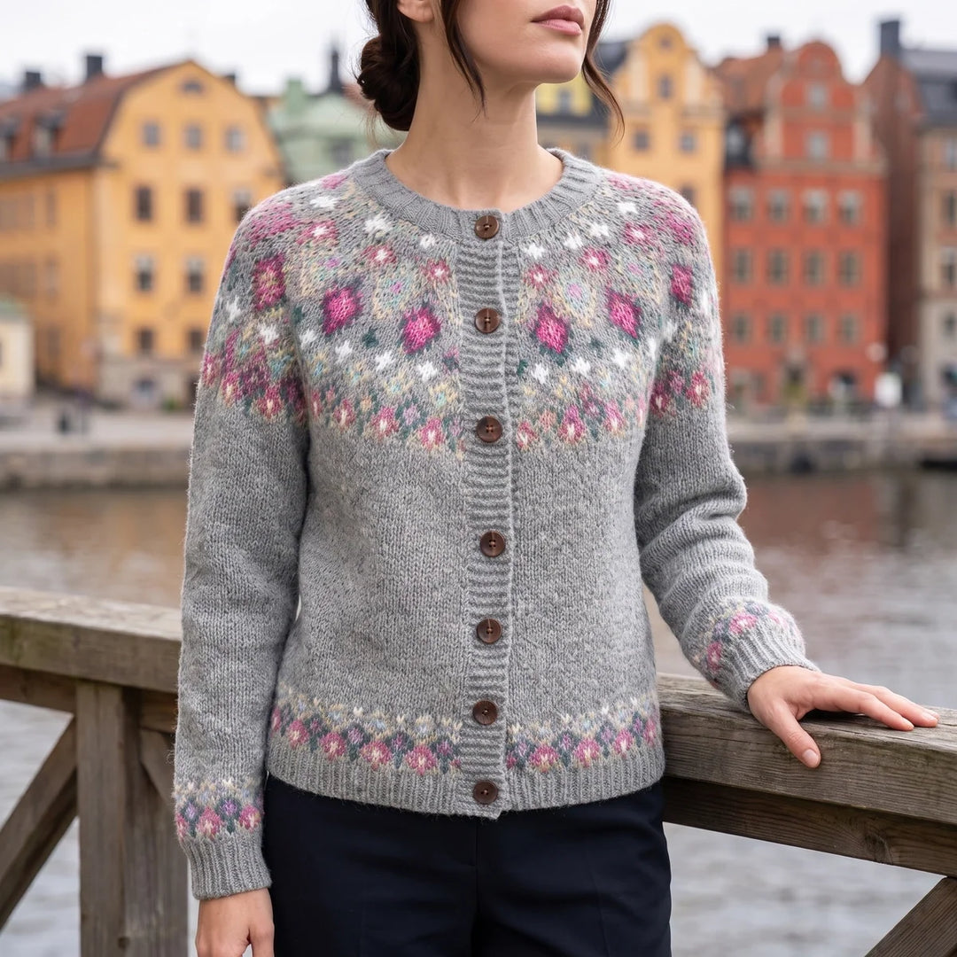 Barbara | Relaxed Button Front Fair Isle Cardigan Womens