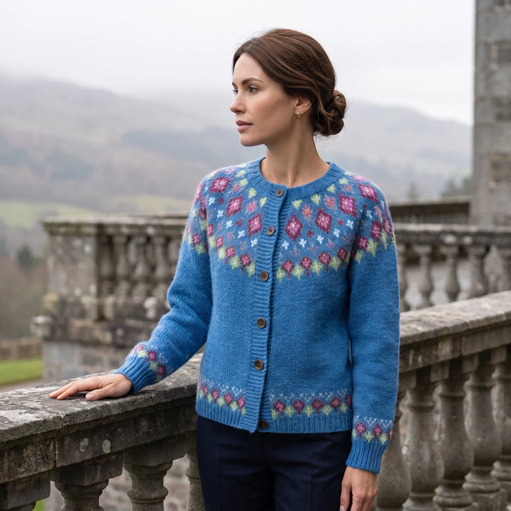 Barbara | Relaxed Button Front Fair Isle Cardigan Womens