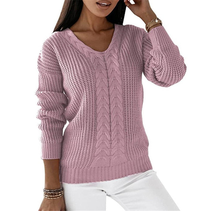 Barbara | Sophisticated V-Neck Chunky Cable Knit Sweater