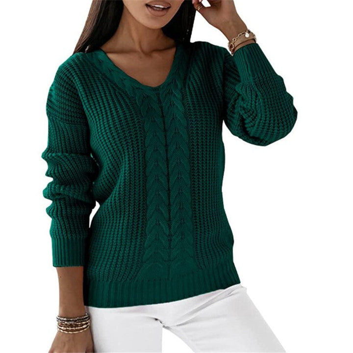 Barbara | Sophisticated V-Neck Chunky Cable Knit Sweater