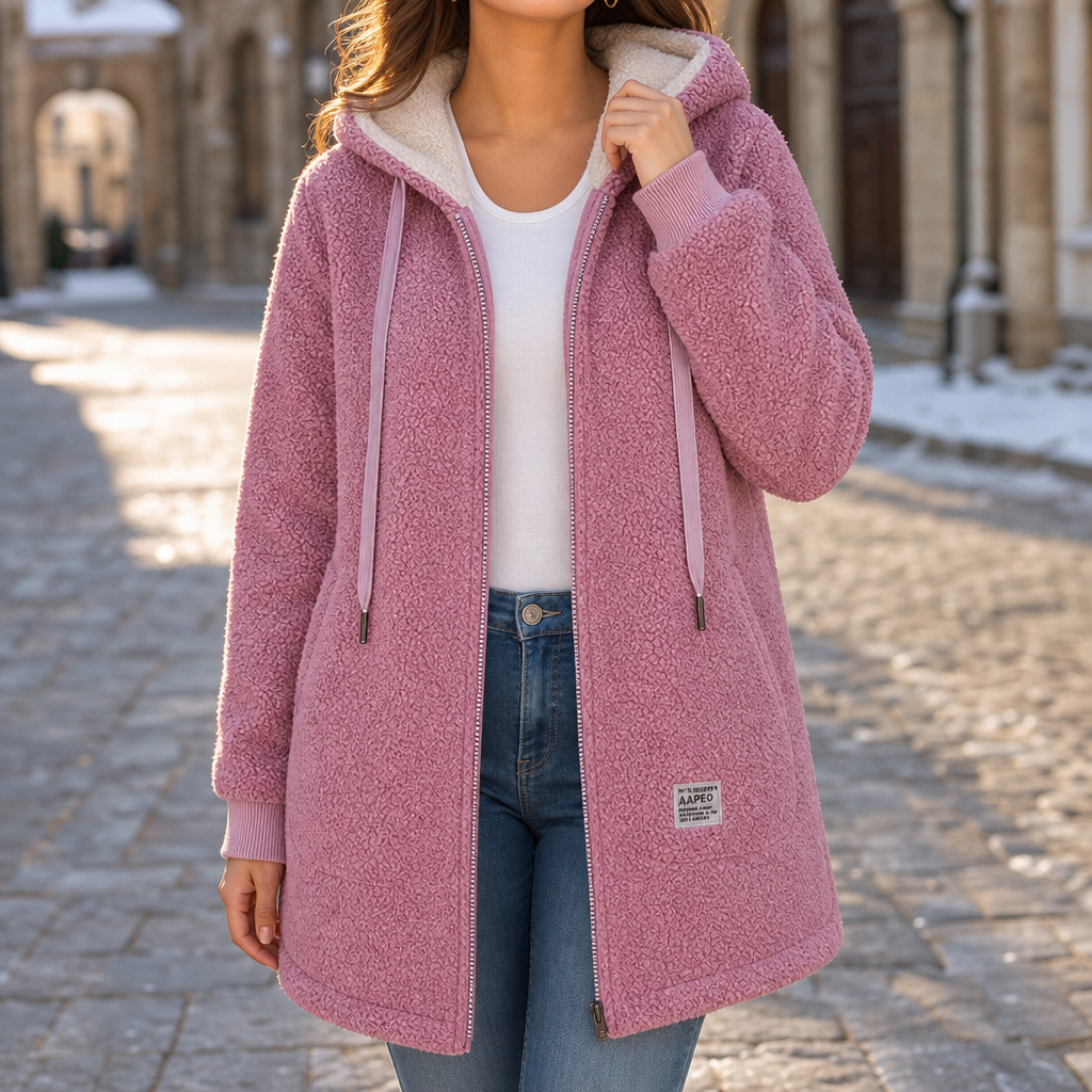 Betty | Effortless Hooded Longline Sherpa Jacket Women