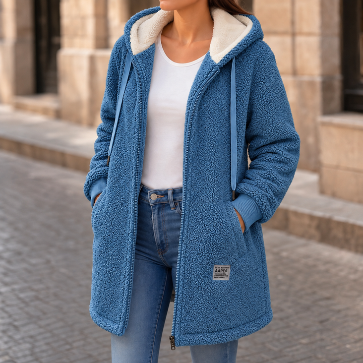 Betty | Effortless Hooded Longline Sherpa Jacket Women