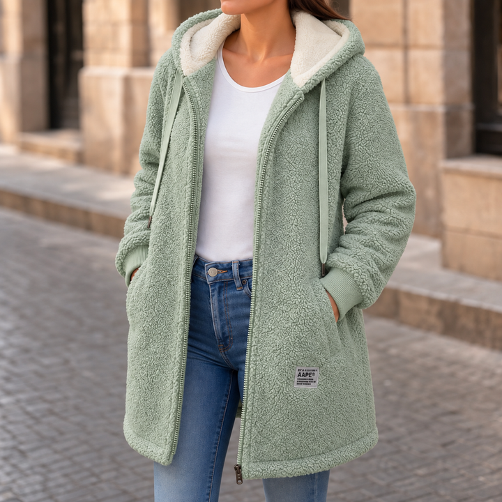 Betty | Effortless Hooded Longline Sherpa Jacket Women