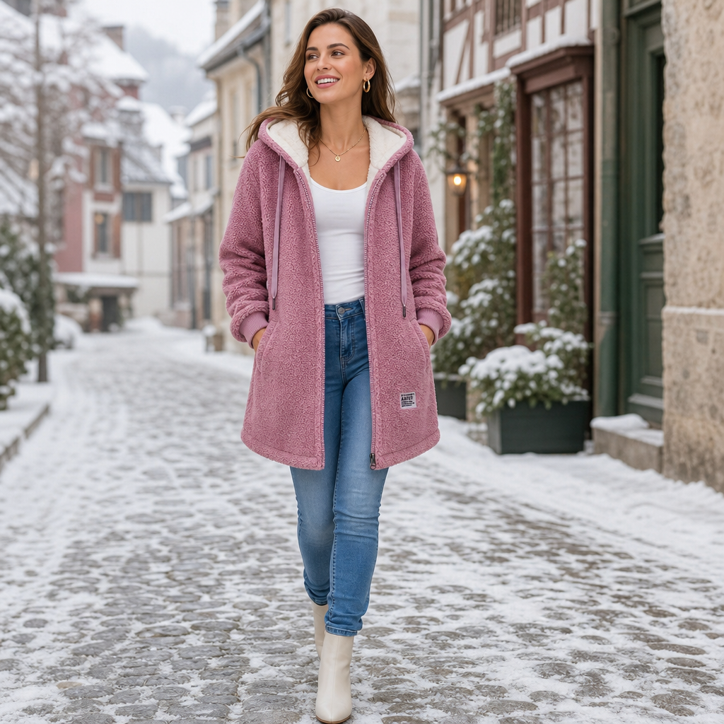 Betty | Effortless Hooded Longline Sherpa Jacket Women