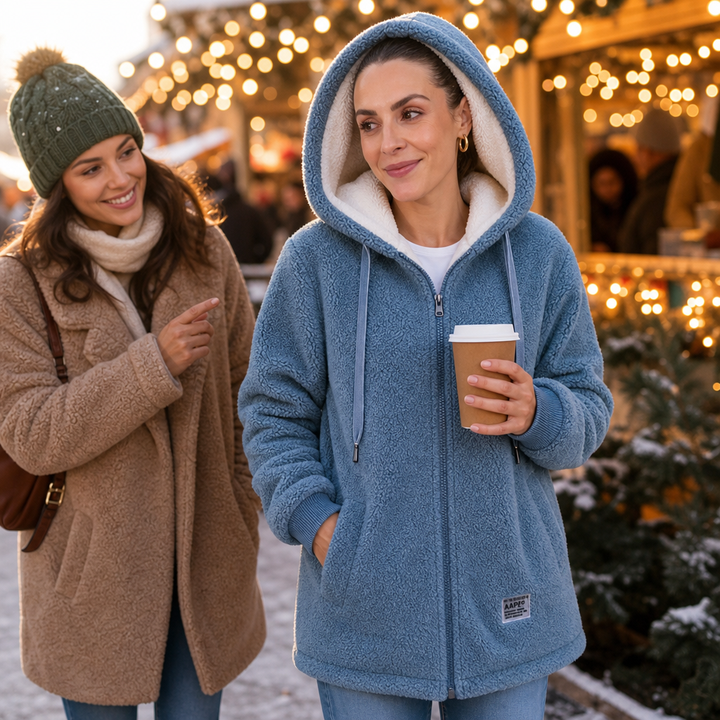 Betty | Effortless Hooded Longline Sherpa Jacket Women