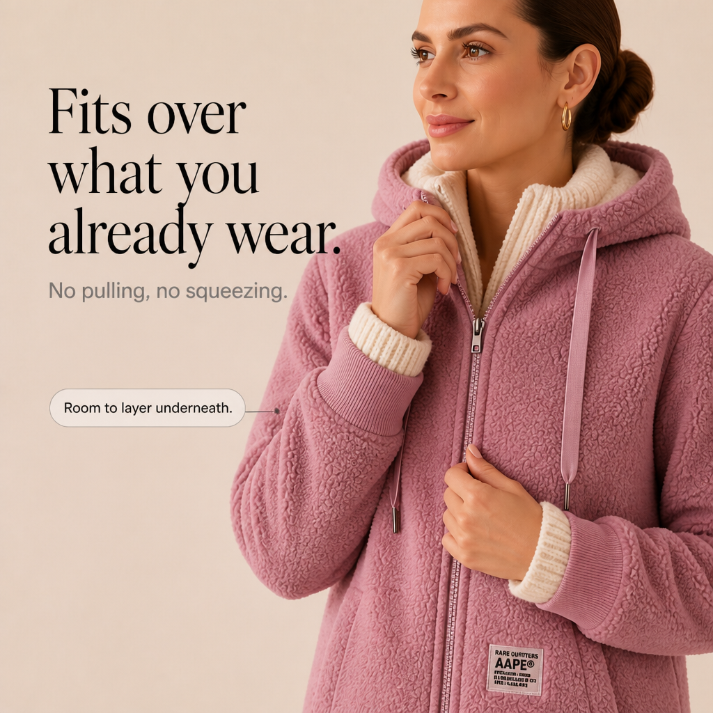 Betty | Effortless Hooded Longline Sherpa Jacket Women