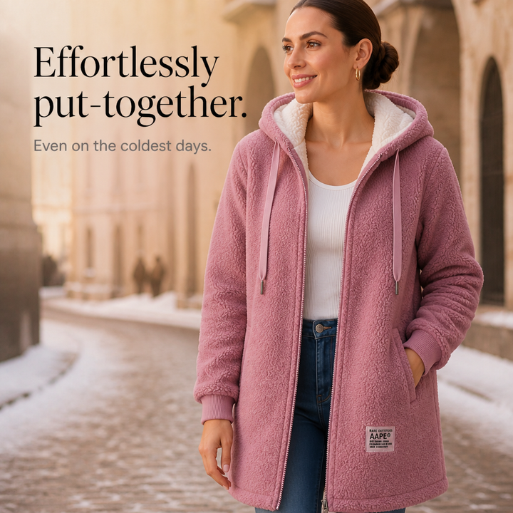 Betty | Effortless Hooded Longline Sherpa Jacket Women