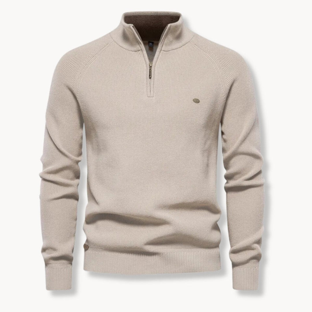 Billy | Timeless Ribbed Quarter-Zip Mens Knit Sweater