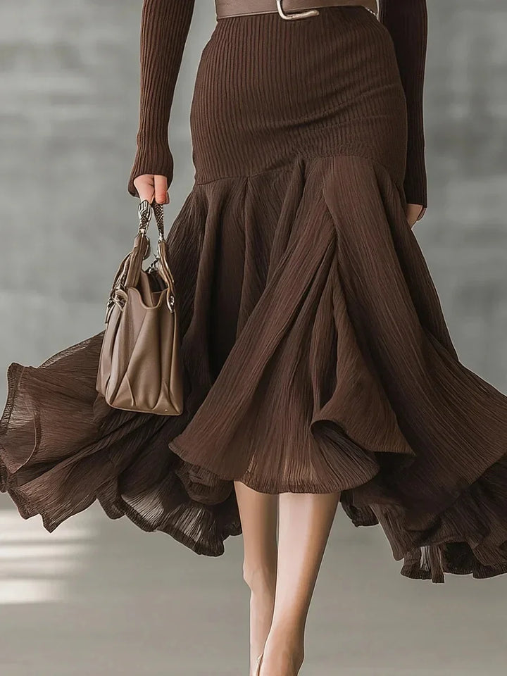 Brenda | Stylish Ribbed Long Sleeve Midi Sweater Dress