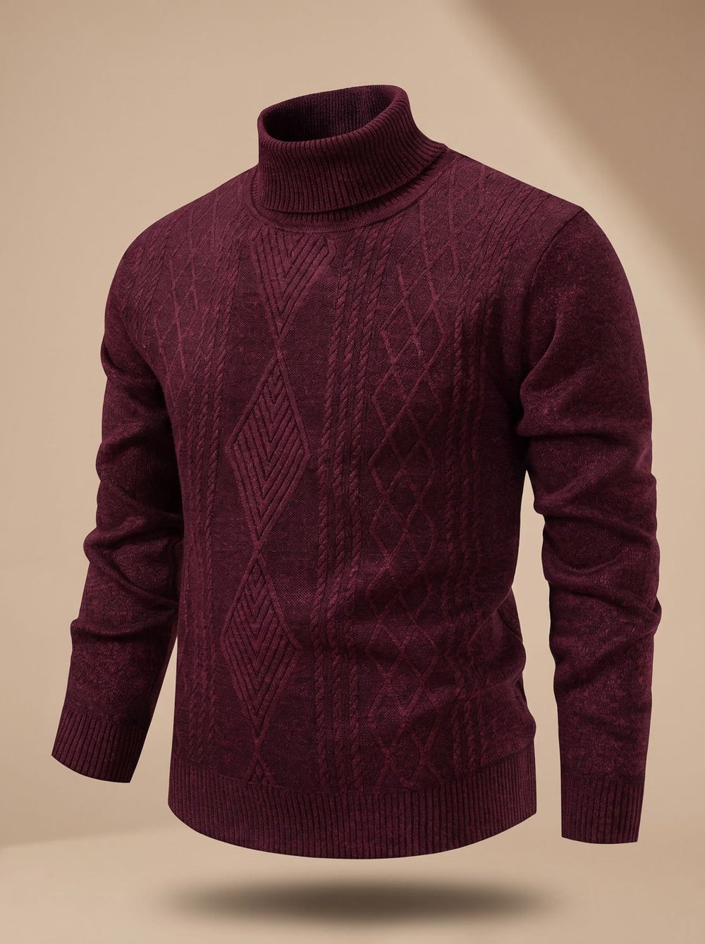 Brian | Cable Knit Turtleneck Mens Knit Sweater