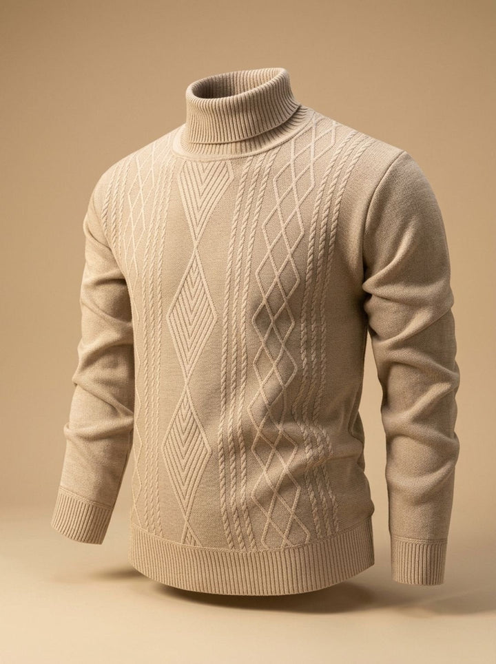Brian | Cable Knit Turtleneck Mens Knit Sweater