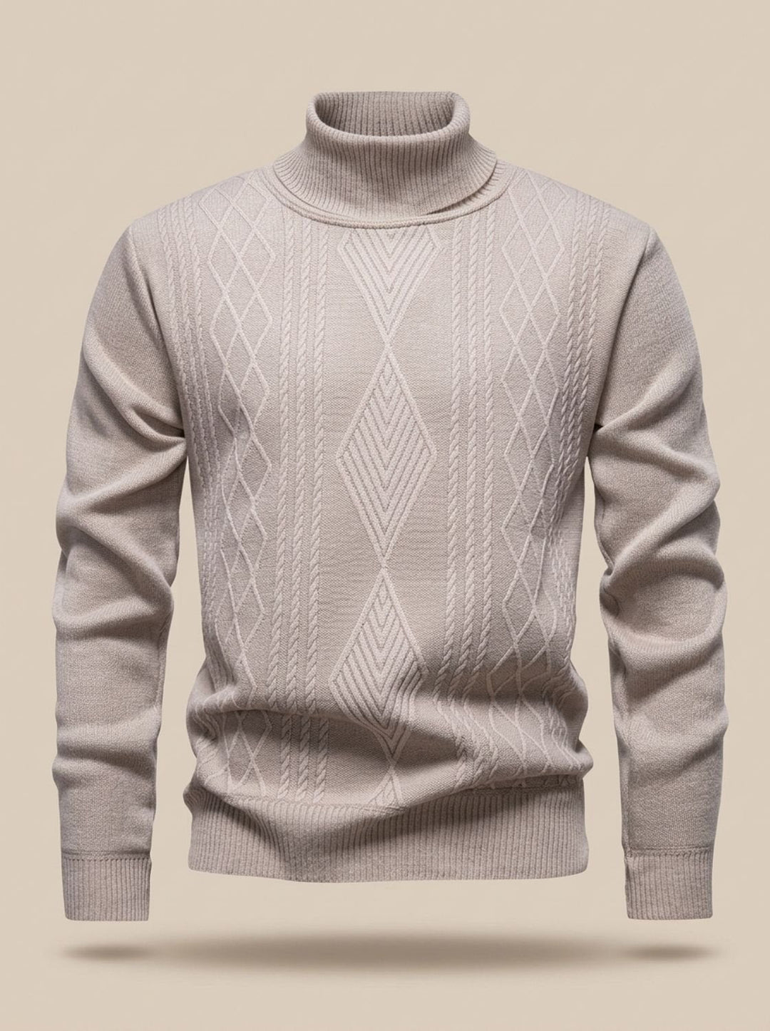 Brian | Cable Knit Turtleneck Mens Knit Sweater