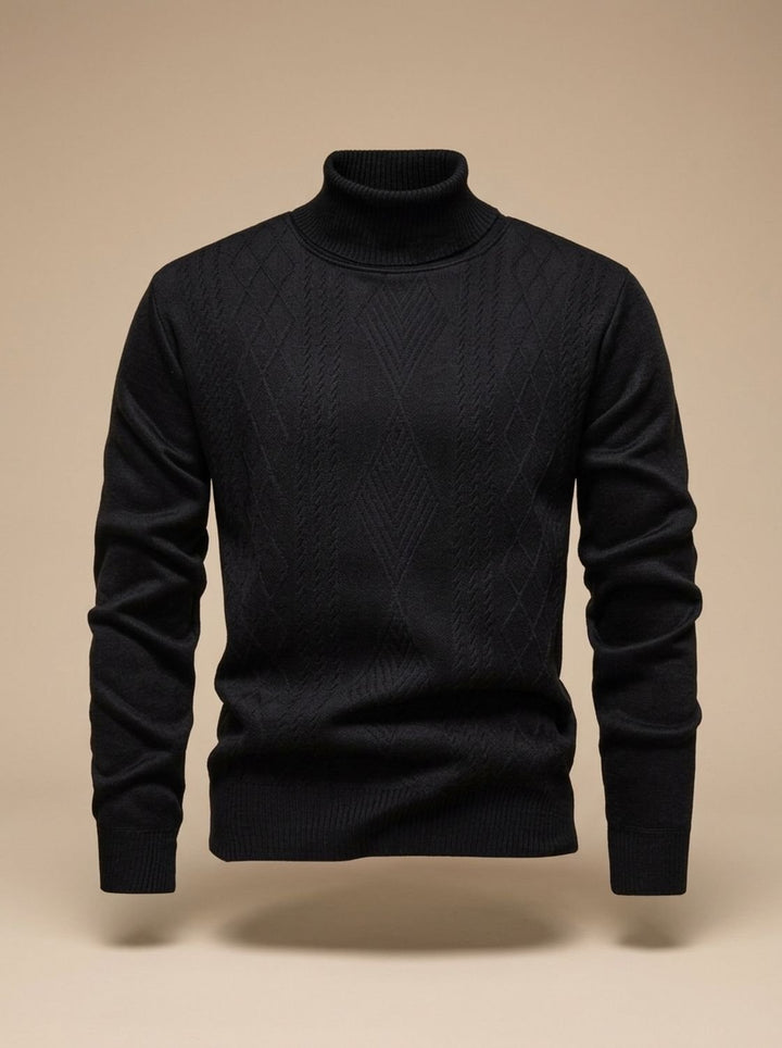 Brian | Cable Knit Turtleneck Mens Knit Sweater
