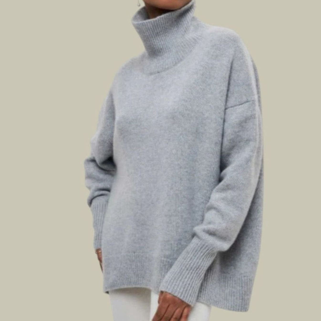 Brittany | Classic Oversized Ribbed Trim Turtleneck Sweater