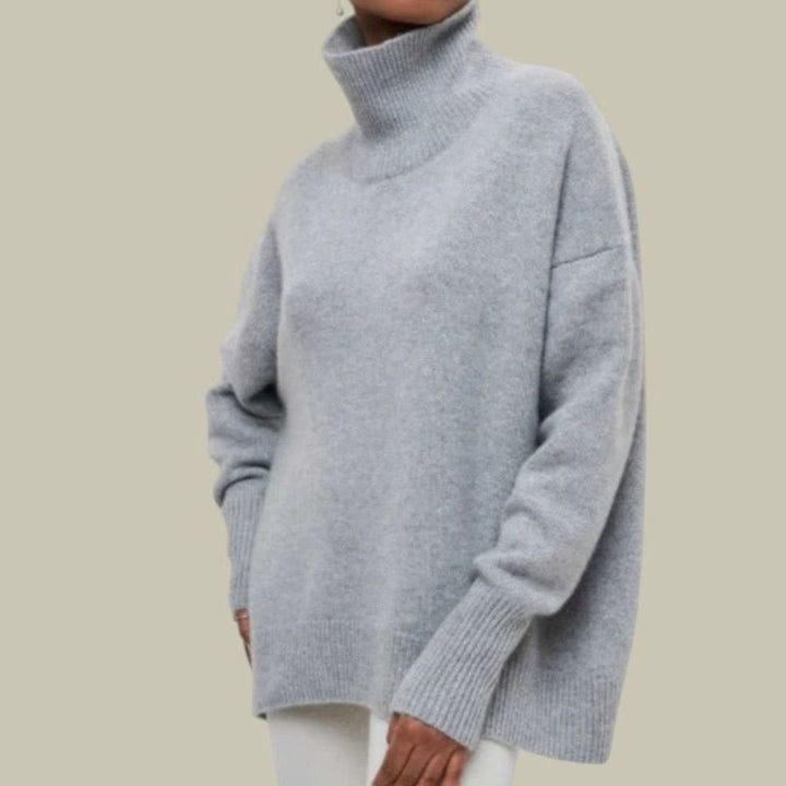 Brittany | Classic Oversized Ribbed Trim Turtleneck Sweater