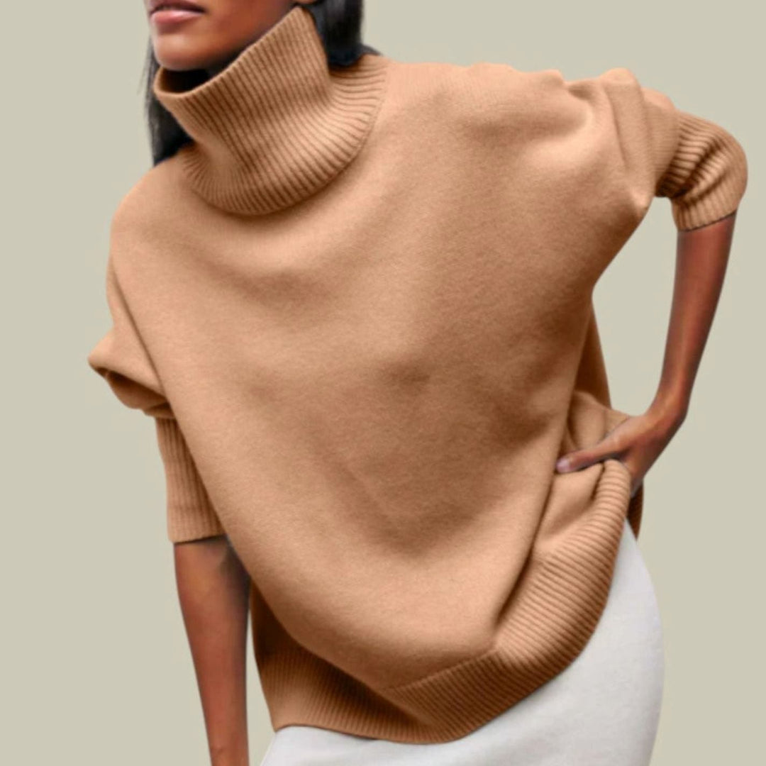 Brittany | Classic Oversized Ribbed Trim Turtleneck Sweater