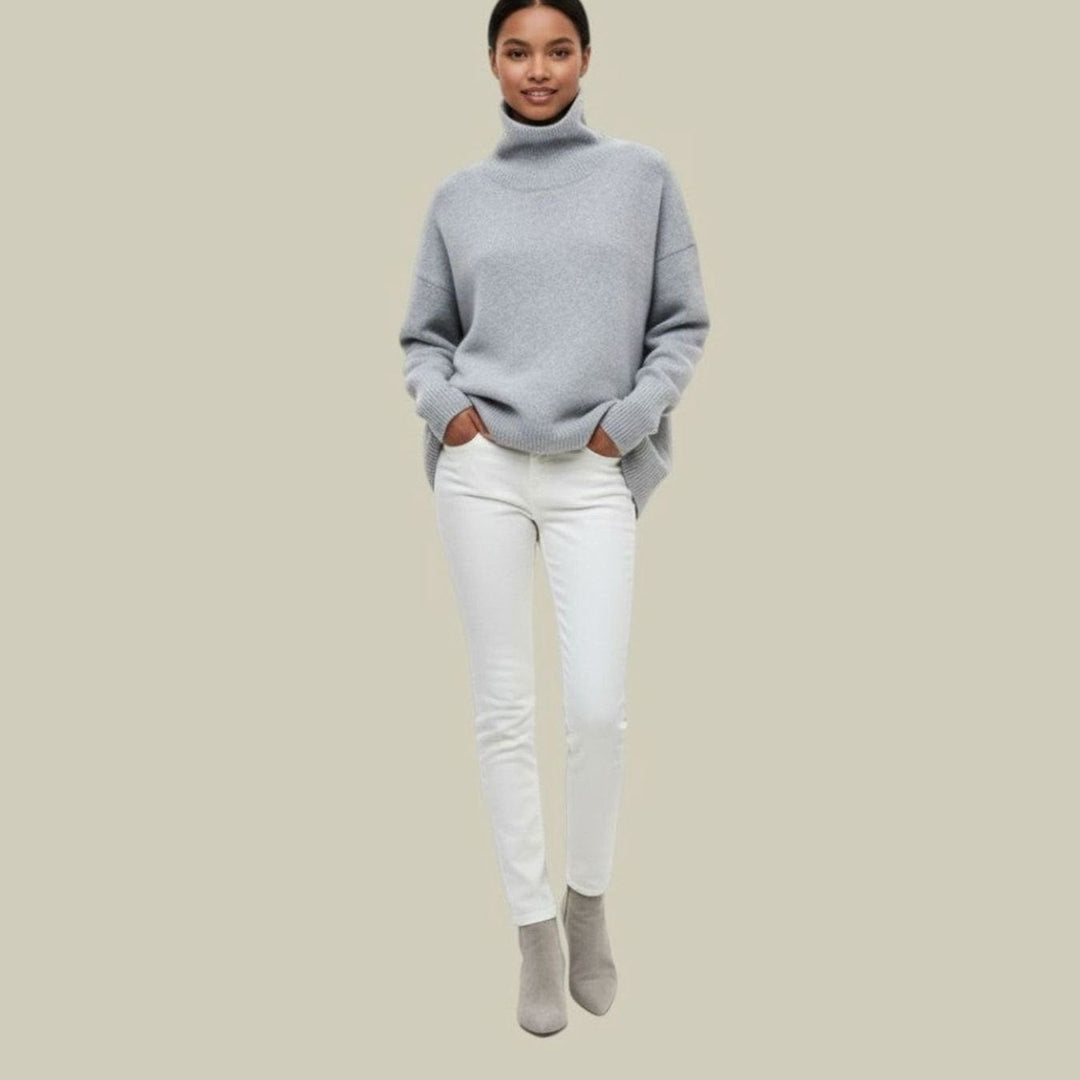 Brittany | Classic Oversized Ribbed Trim Turtleneck Sweater
